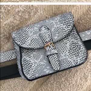 Black and white belt bag